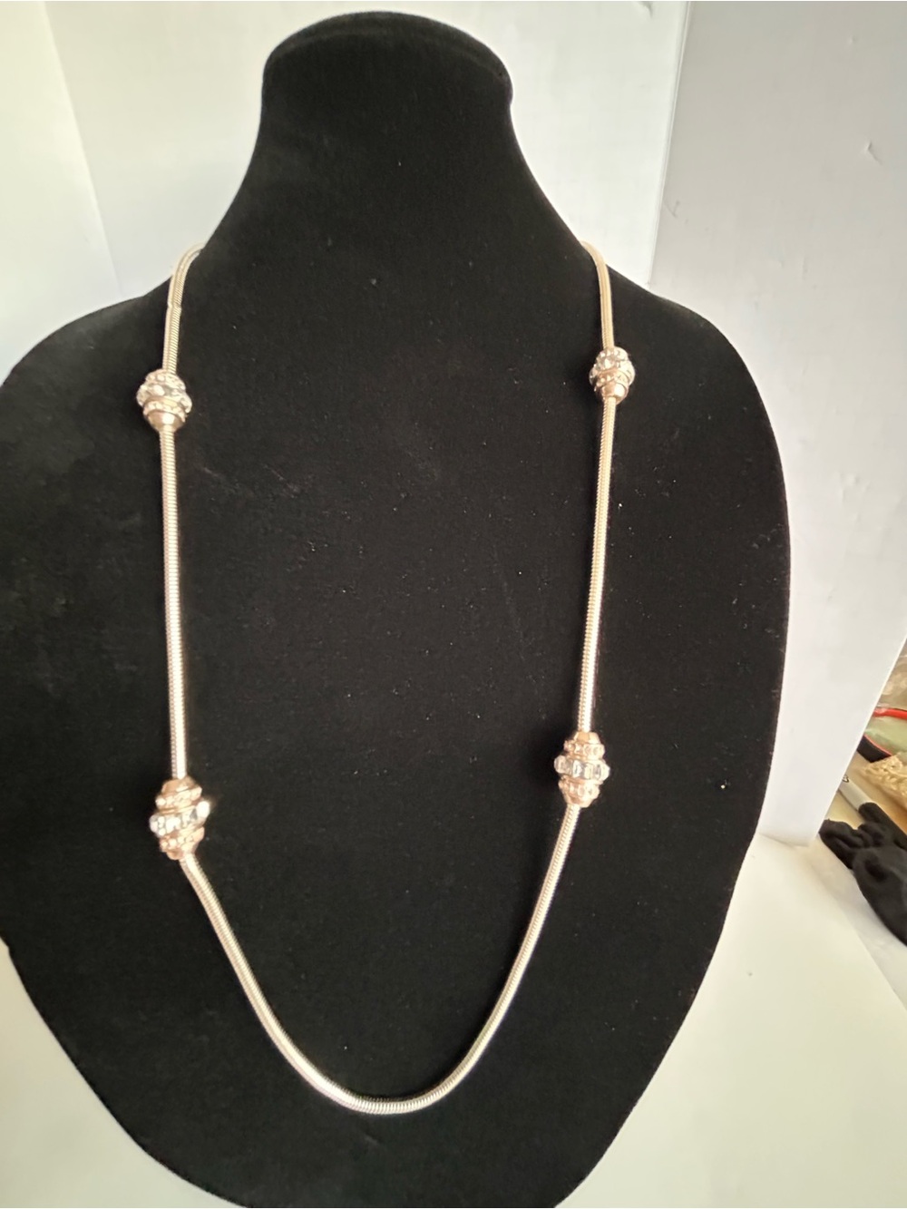 Liz Claiborne Long Silver Bead Station Necklace - Women Jewelry